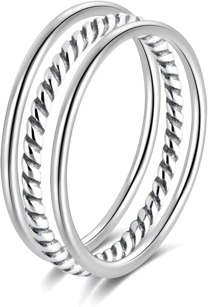 925 Sterling Silver Knuckle Rings for Women Minimalist Thin Stacking Rings Set 3PCS Midi Pinky Ring Size 2.5-8.5