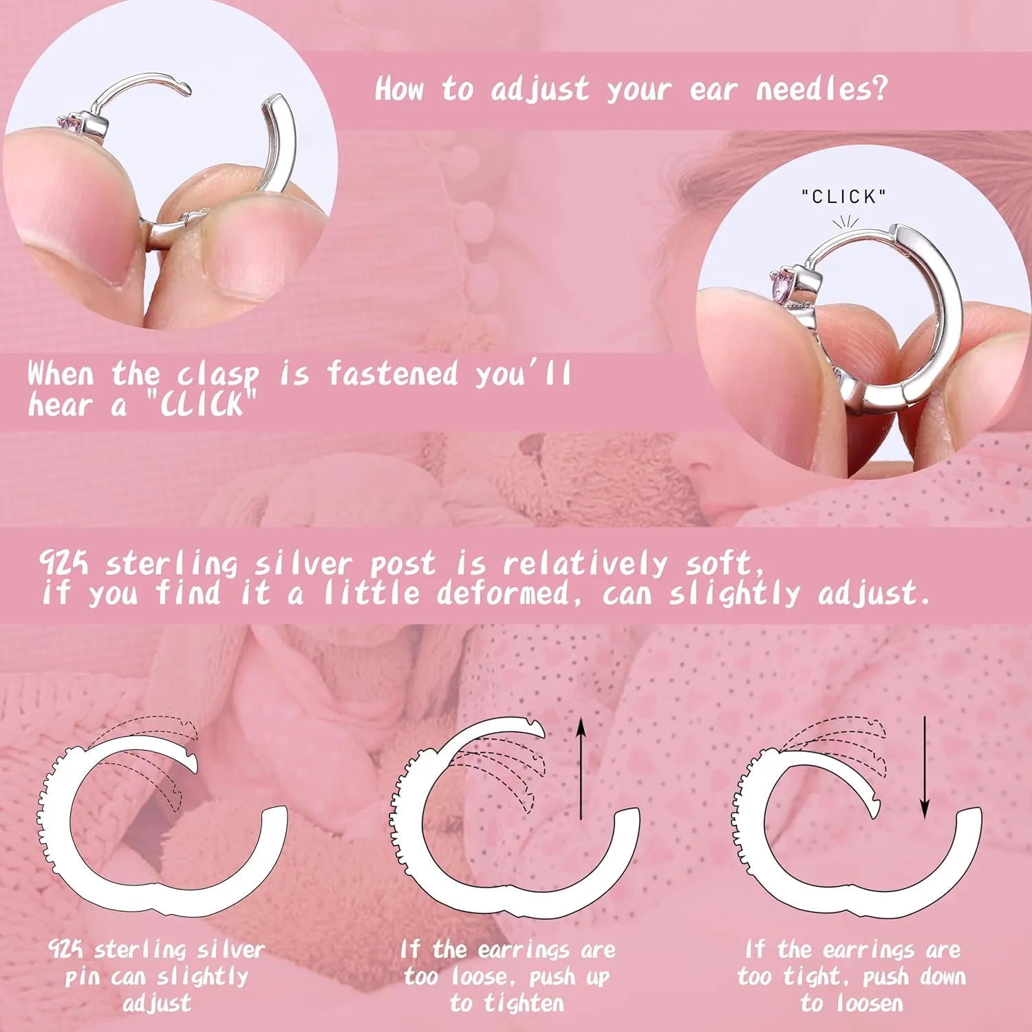 925 Sterling Silver Post Small Hoop Earrings For Girls - Hypoallergenic Huggie Earrings for Women Cute Heart Flowers Butterfly Star Cubic Zirconia Cartilage Earrings For Sensitive Ears 4Pairs