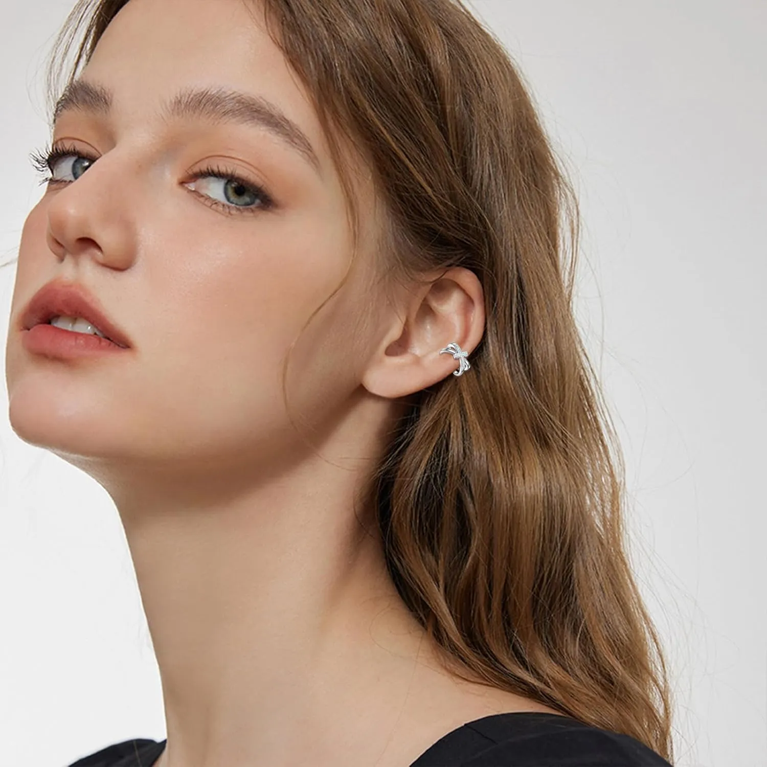 925 Sterling Silver Silver/Black/Gold Ear Cuff Earrings for Women Cross Opal/Turquoise/Abalone Shell Ear Cuff Non Pierced Cross Cartilage Earrings Cross Jewelry Gifts