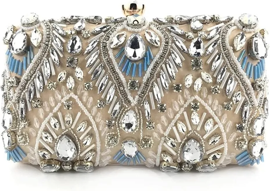 AAGAZA Diamond Rhinestone Clutch Bags Exquisite Female Clutches Pearls Beaded Chain Handbags Wedding Purse Shouler Bag /959 (Color : Champagne, Size : One Size)