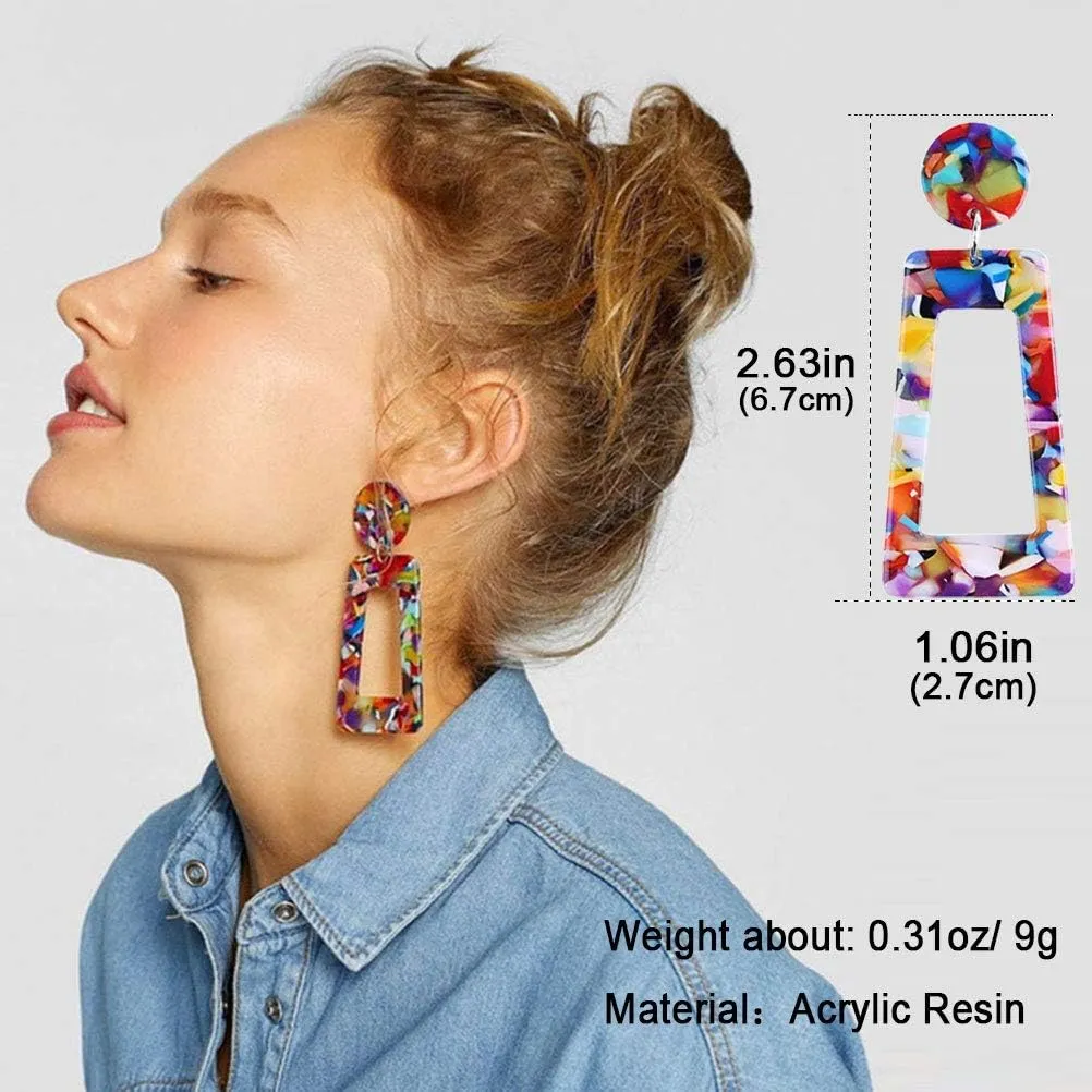 Acrylic Earrings for Women Multicolor Resin Earrings Statement Dangles Drop Earrings