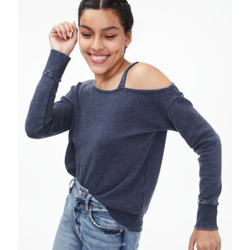 AEROPOSTALE sweatshirt Off Shoulder Navy