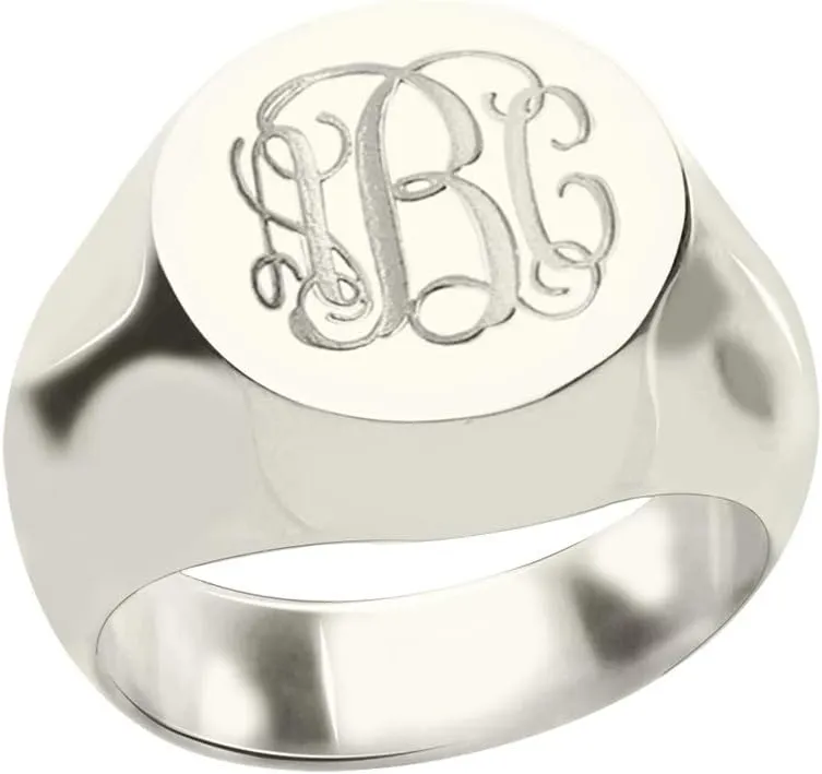 AILIN Custom Monogram Ring 925 Sterling Silver Personalized Any Initial Letter Wedding Engagement Ring Monogrammed Jewelry Bridesmaids Gift For Women