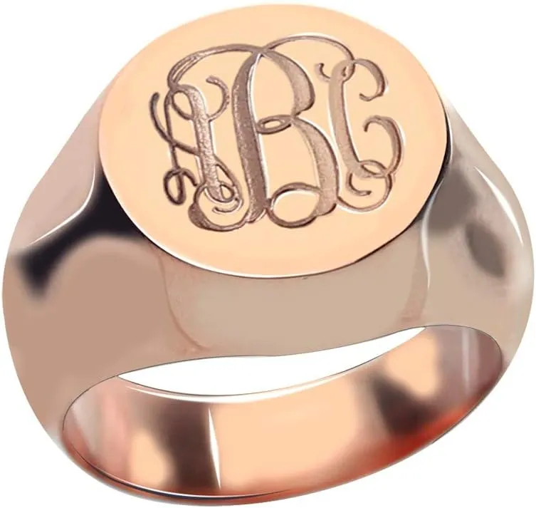 AILIN Custom Monogram Ring 925 Sterling Silver Personalized Any Initial Letter Wedding Engagement Ring Monogrammed Jewelry Bridesmaids Gift For Women