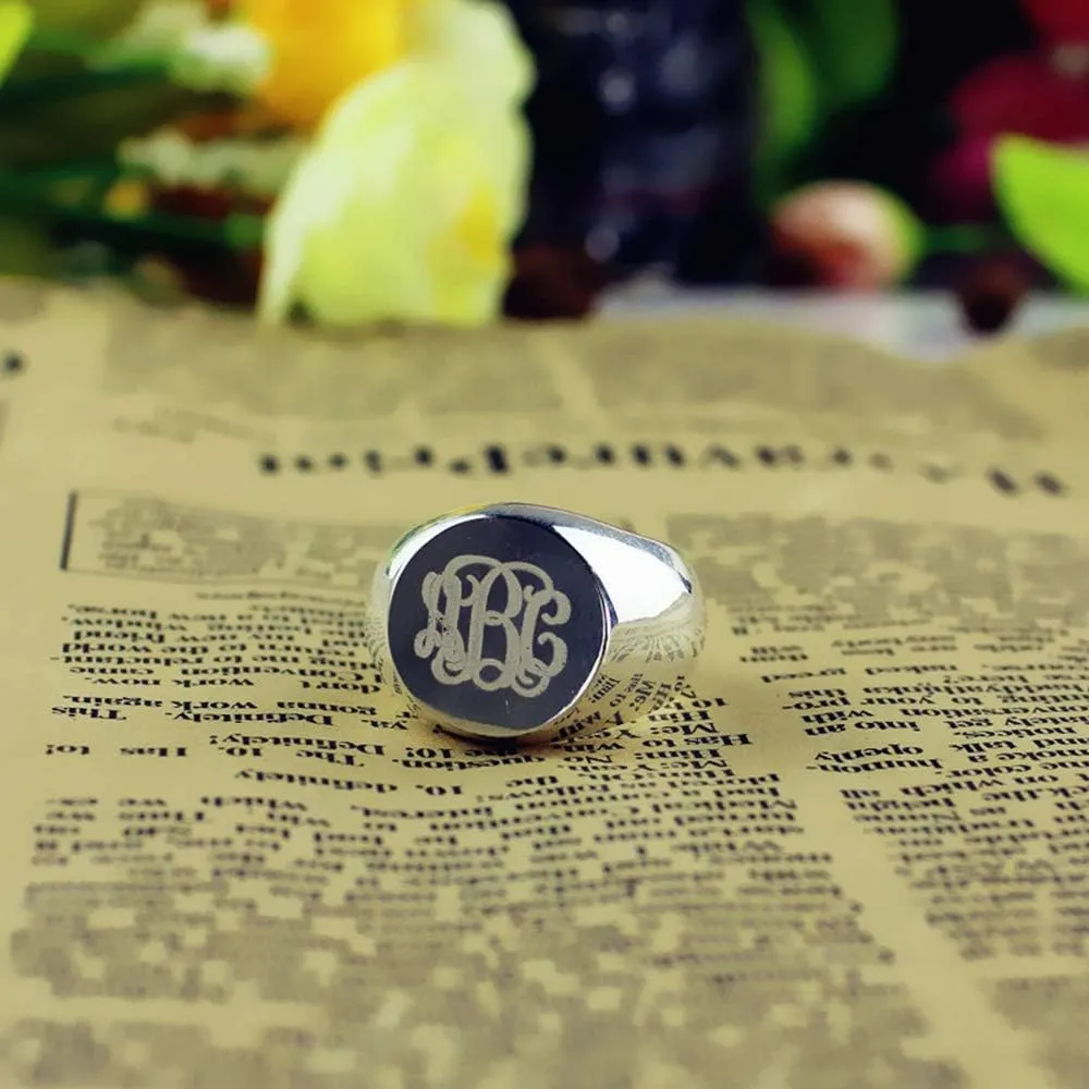 AILIN Custom Monogram Ring 925 Sterling Silver Personalized Any Initial Letter Wedding Engagement Ring Monogrammed Jewelry Bridesmaids Gift For Women