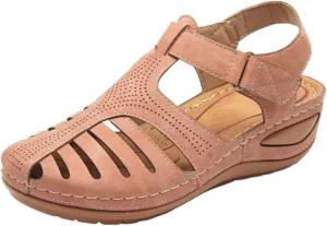 AMDBEL Closed Toe Sandals Women Dressy, Sandals Women Comfortable Dressy, Womens Summer Sandals Casual Bohemia Gladiator Closed Toe Wedge Shoes Comfort Ankle Strap Slip On Platform Sandals