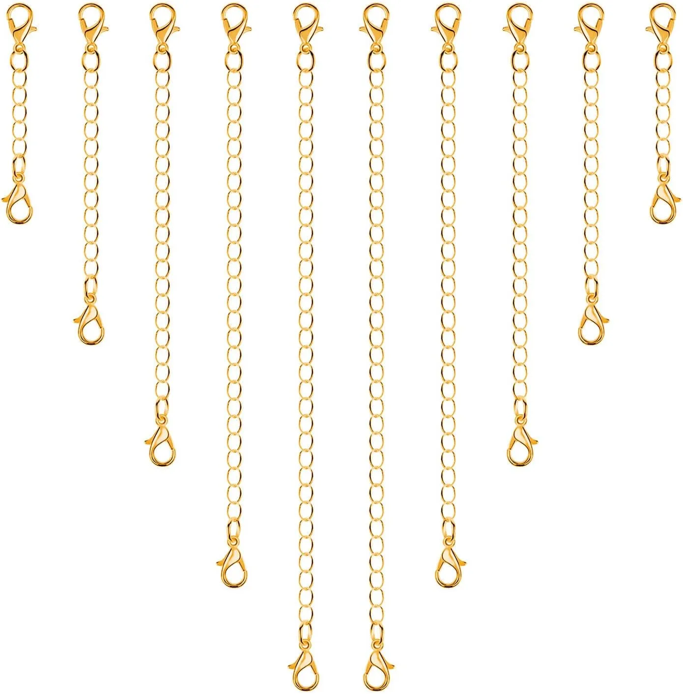 anezus Chain Extenders for Necklaces, 10pcs Gold Jewelry Extenders for Necklaces, Stainless Steel Chain Extenders for Necklace, Bracelet and Anklet (Assorted Sizes)