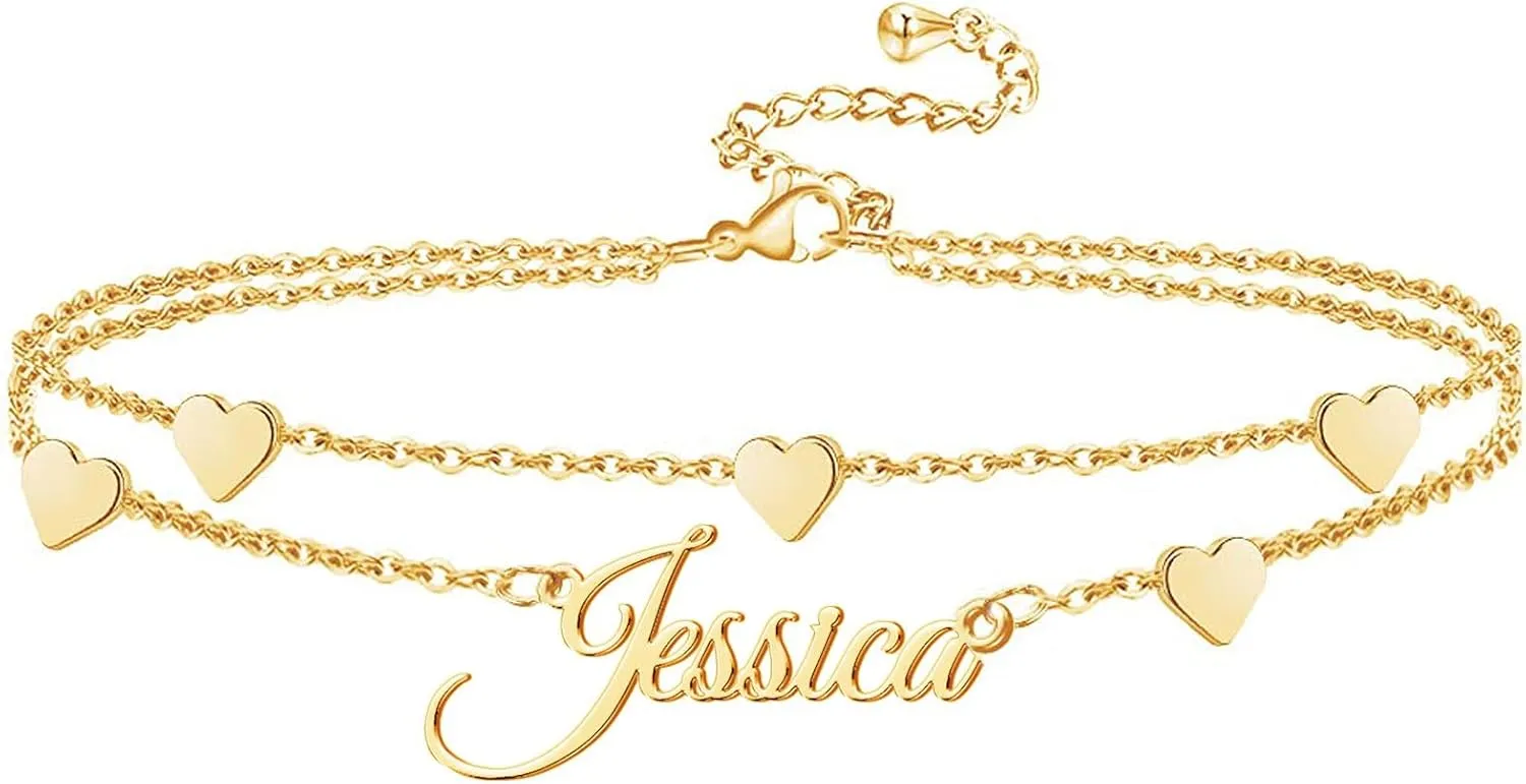 Ankle Bracelet for Women Personalized Name Anklet 18K Gold Plated Custom Dainty Anklet Bracelet Beach Jewelry for Girlfriend