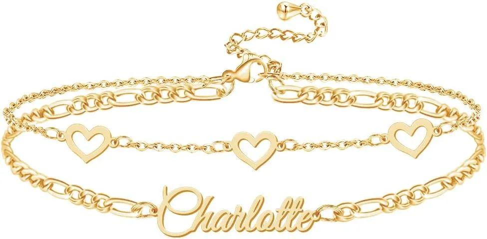 Ankle Bracelet for Women Personalized Name Anklet 18K Gold Plated Custom Dainty Anklet Bracelet Beach Jewelry for Girlfriend