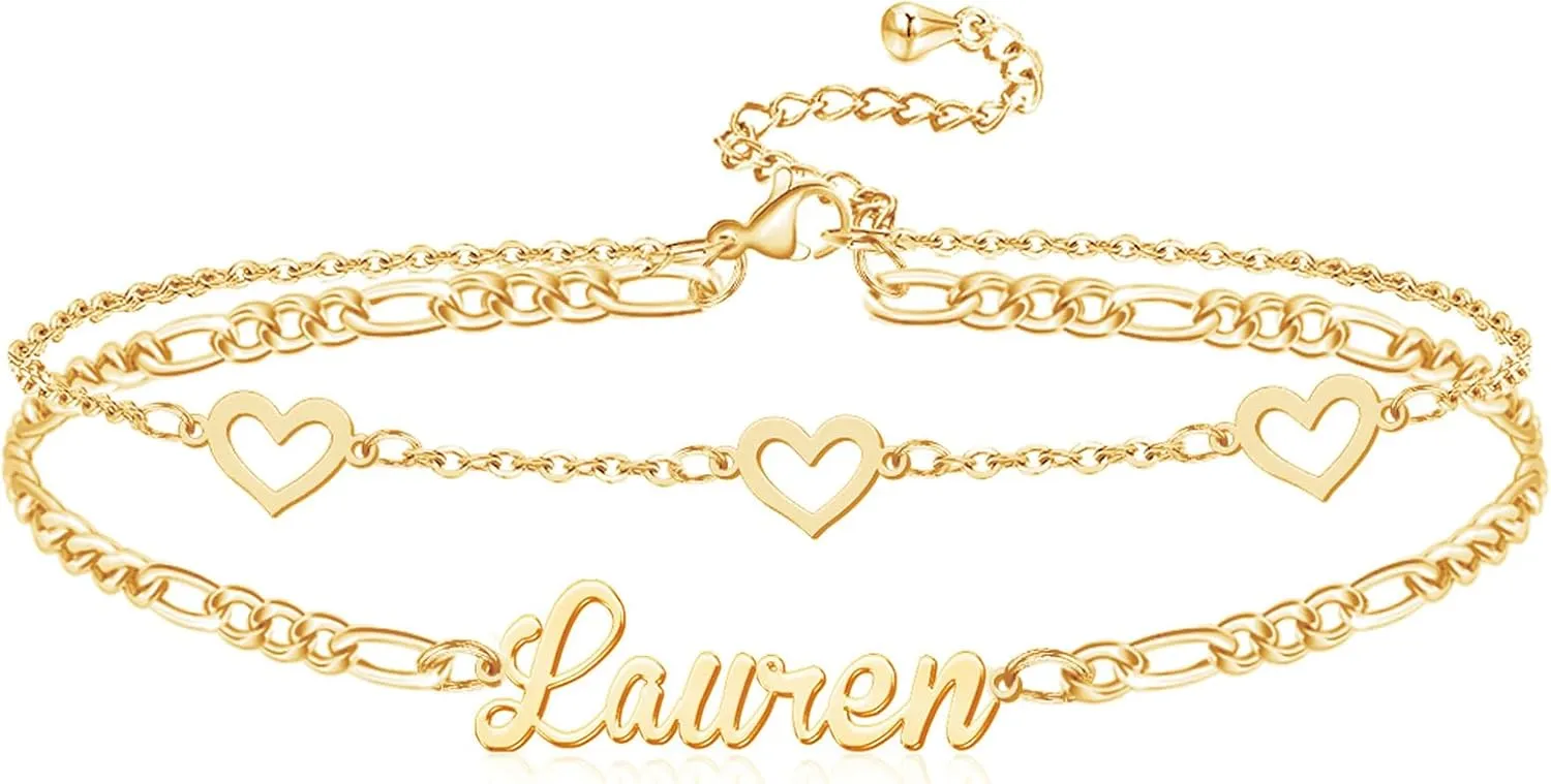Ankle Bracelet for Women Personalized Name Anklet 18K Gold Plated Custom Dainty Anklet Bracelet Beach Jewelry for Girlfriend