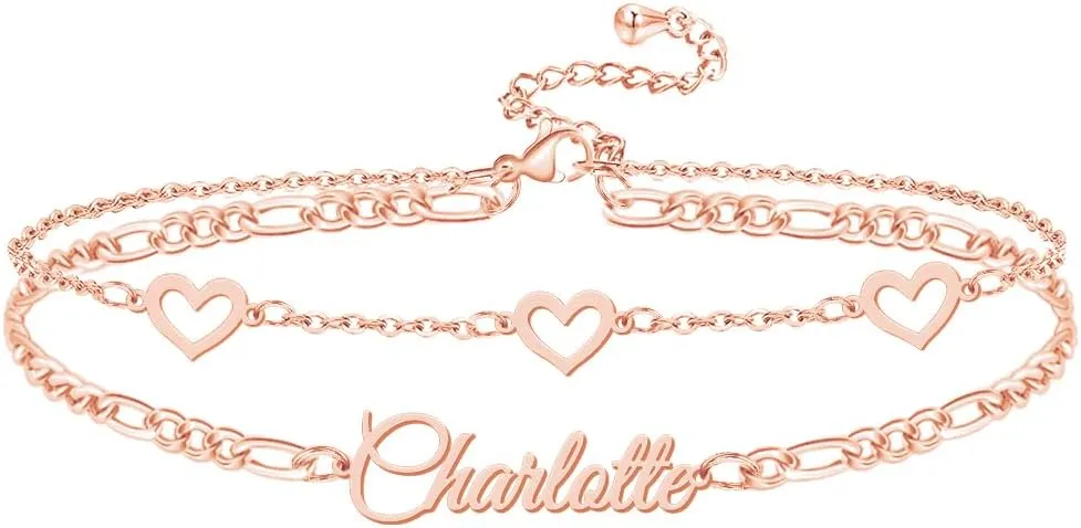 Ankle Bracelet for Women Personalized Name Anklet 18K Gold Plated Custom Dainty Anklet Bracelet Beach Jewelry for Girlfriend
