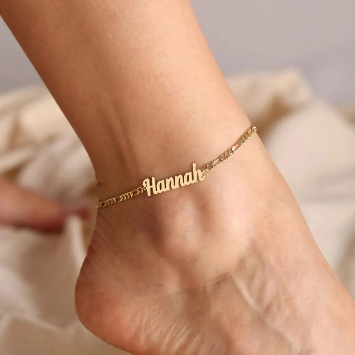 Ankle Bracelet for Women Personalized Name Anklet 18K Gold Plated Custom Dainty Anklet Bracelet Beach Jewelry for Girlfriend
