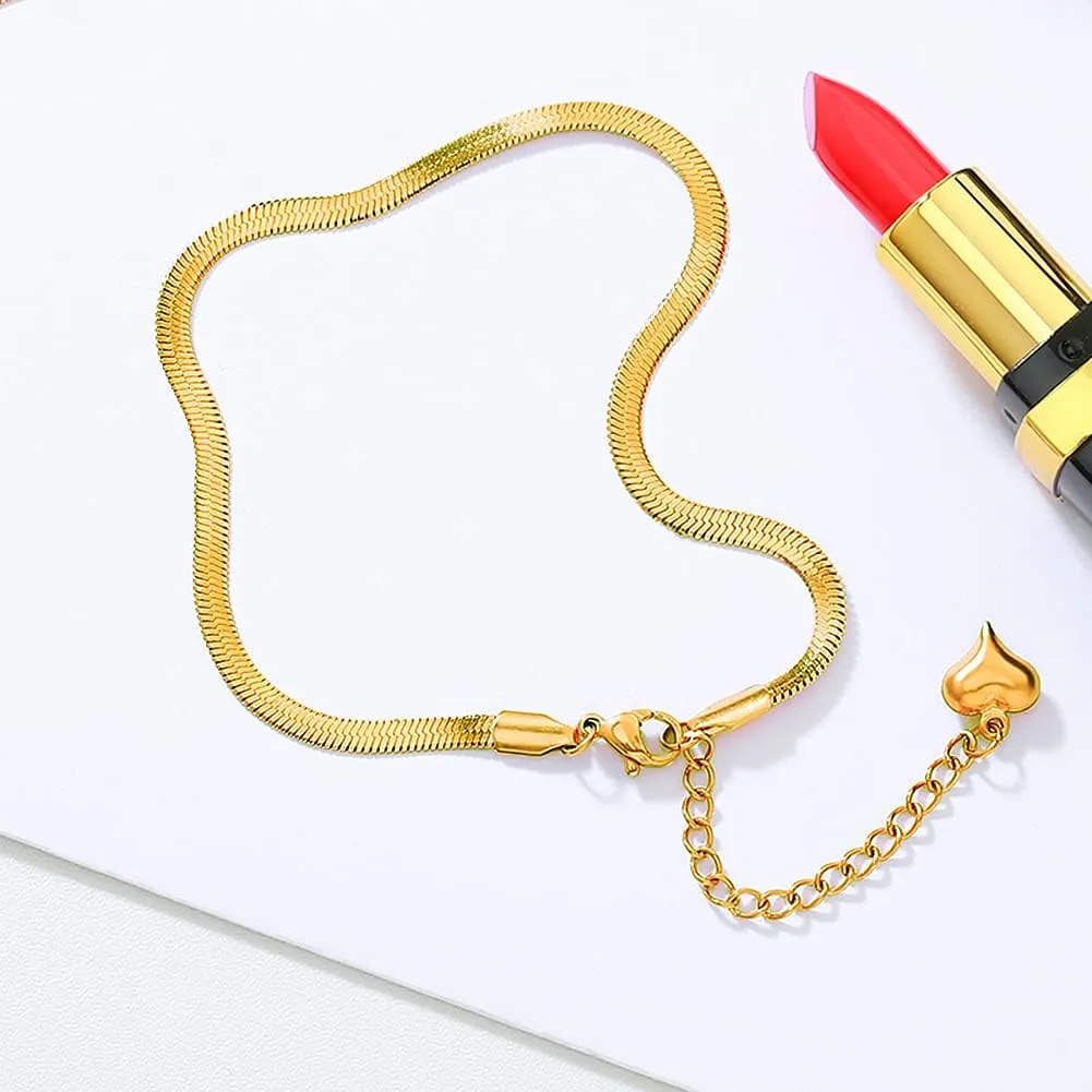 Ankle Bracelets for Women,18K Gold Plated Layered Beads Snake Chain Anklet for Women,Summer Beach Dainty Anklets Foot Jewelry Gift