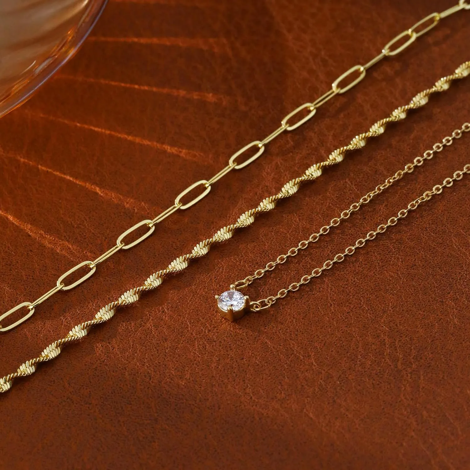 ASCOMY Layered Necklaces for Women Gold Necklace 14K Gold/Silver Plated Pendant Necklace Layered Cross Necklace Paperclip Rope Bead Box Satellite Dot Chain Necklaces Gold Choker Trendy Jewelry Gift