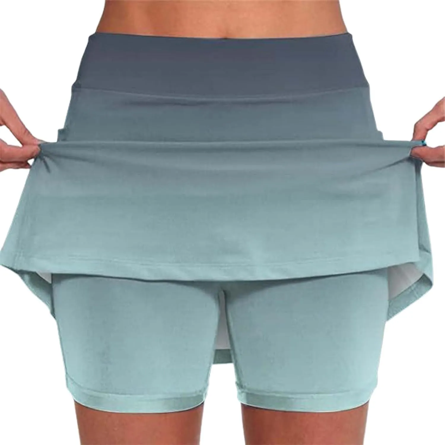 Athletic Skorts with Pockets for Women Casual Tennis Workout Yoga Running Golf Skirts with Shorts Gradient Summer Clothes