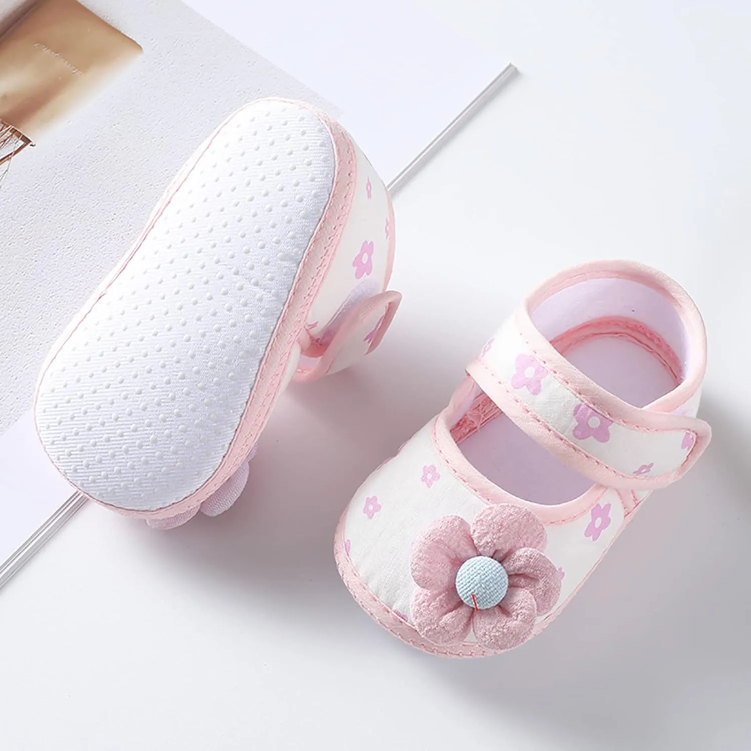 Baby Walking Shoes, 0-12 Months Newborn Baby Girls Soft First Walking Shoes Summer Cute Flowers Flat Sandals Slipper