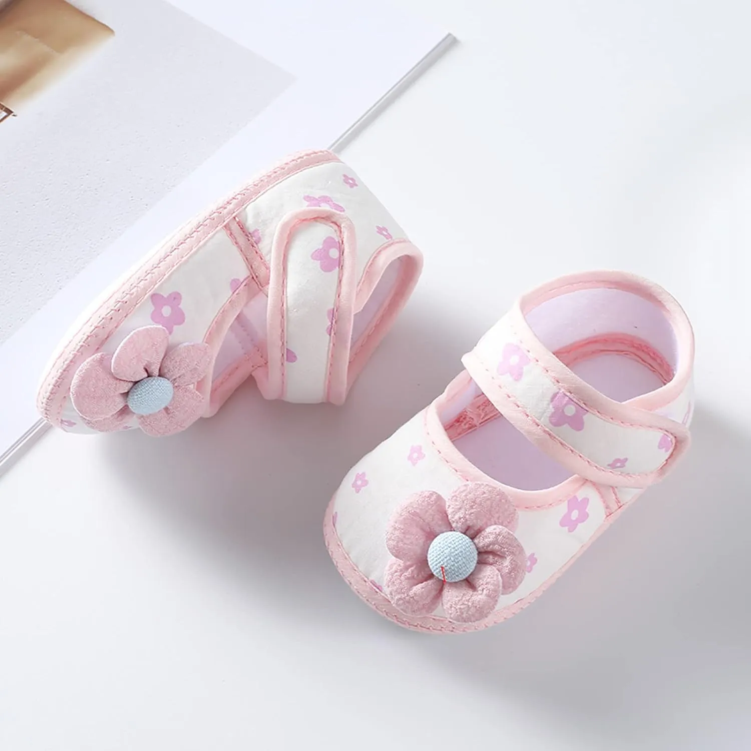 Baby Walking Shoes, 0-12 Months Newborn Baby Girls Soft First Walking Shoes Summer Cute Flowers Flat Sandals Slipper