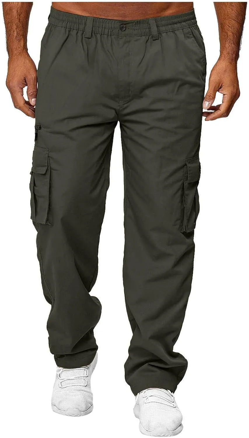 Baggy Cargo Pants Men - Tactical Pants for Men Relaxed Fit Cargo Work Pants with Pockets Outdoor Hiking Pants Trousers