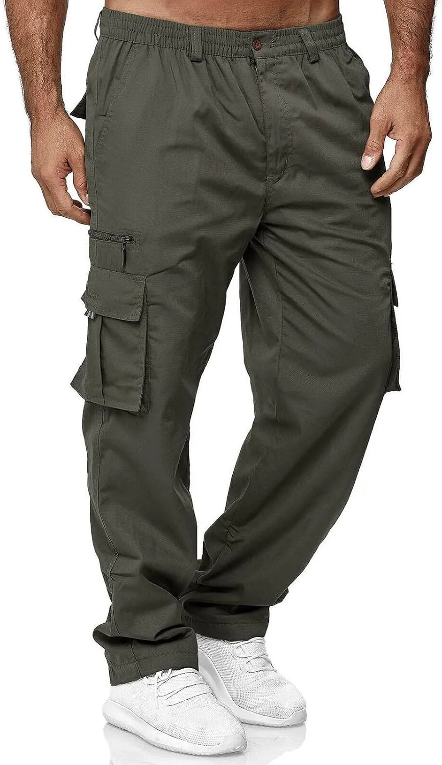 Baggy Cargo Pants Men - Tactical Pants for Men Relaxed Fit Cargo Work Pants with Pockets Outdoor Hiking Pants Trousers