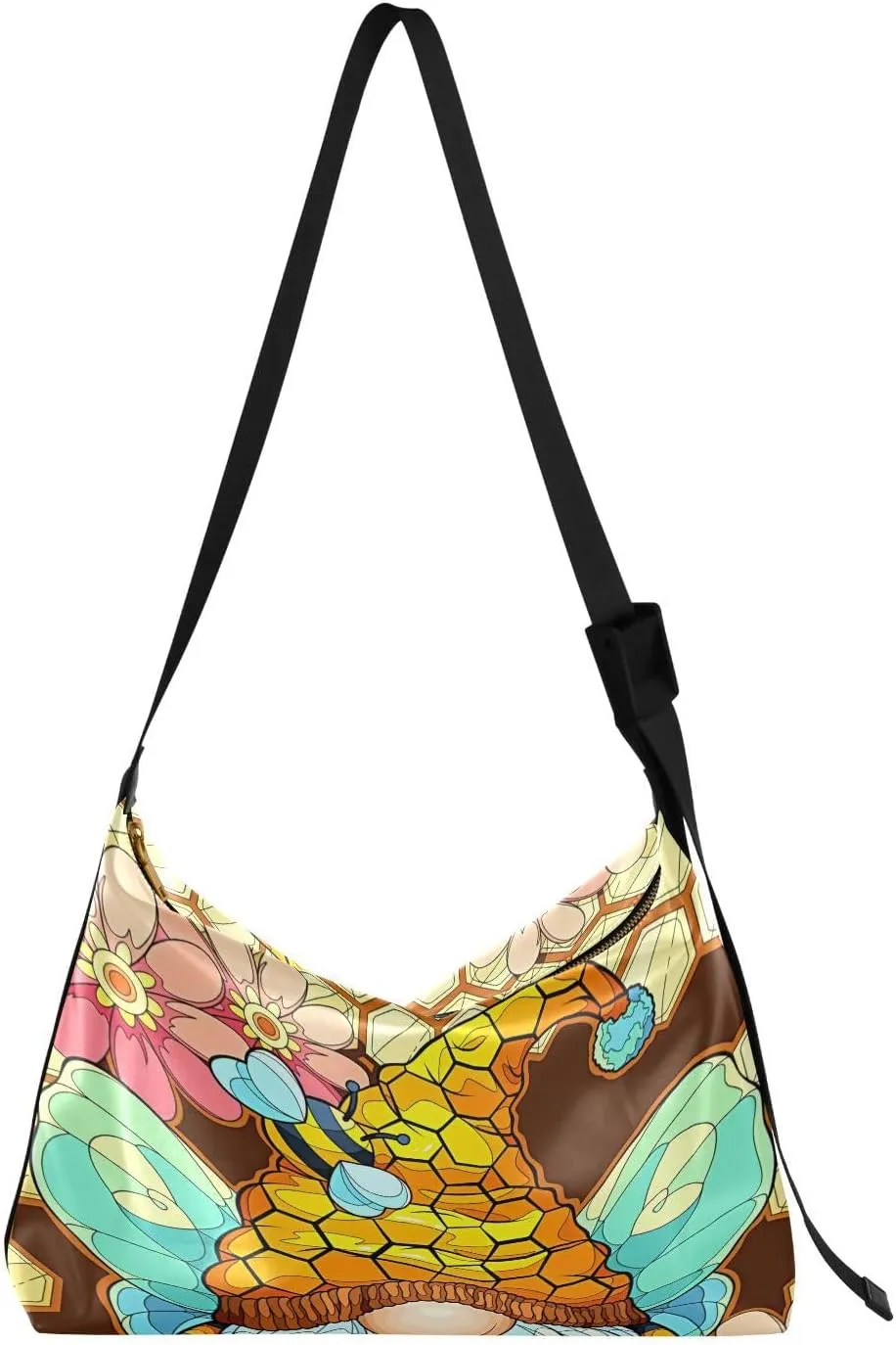 Bee Gnome Honey Hobo Crossbody Bags for Women Leather Large Shoulder Bag Cross Body Hello Spring Trendy Womens Tote Bags Handbag for Travel Shopping
