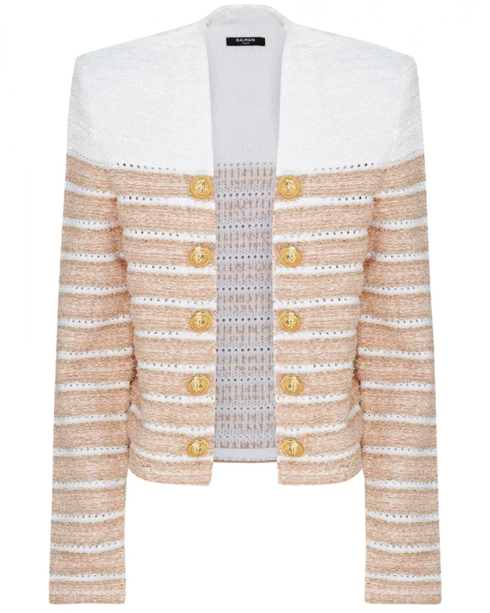 Beige Stripe Side To Side Spencer Tweed Jacket