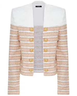 Beige Stripe Side To Side Spencer Tweed Jacket