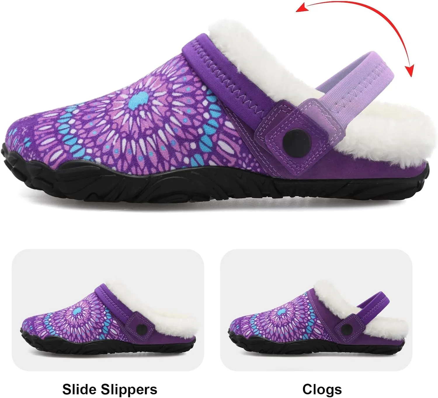 Besroad Womens Mens Furry Slides House Slippers Fuzzy Fluffy Bedroom Cozy Memory Foam Slippers Clogs