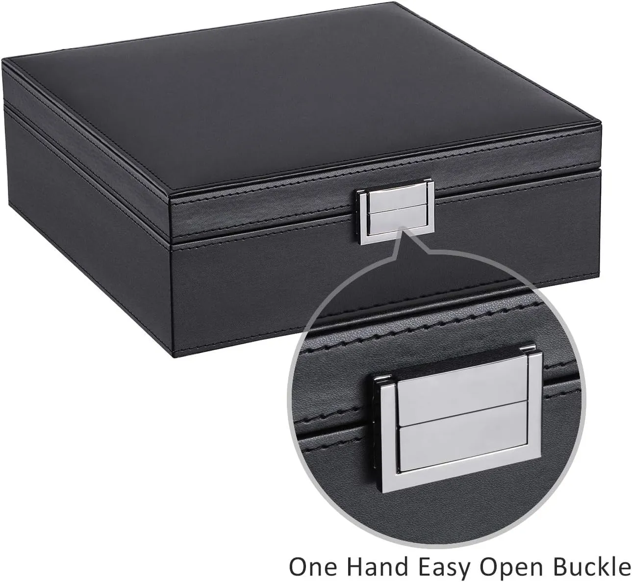 BEWISHOME Necklace Organizer Box Necklace Storage Organizer for Chains, Bracelets - 12 Compartments (7 regular   5 large), 6 Hooks, 2 Layers - Jewelry Box for Women Girls,Black SSH31B