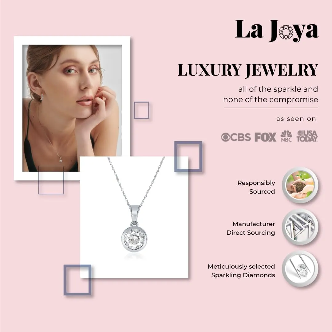 Bezel Set Diamond Necklace Pendant| 1/6-1/2 CTTW Lab Grown Diamond Necklace for Women| 925 Sterling Silver Diamond Jewelry