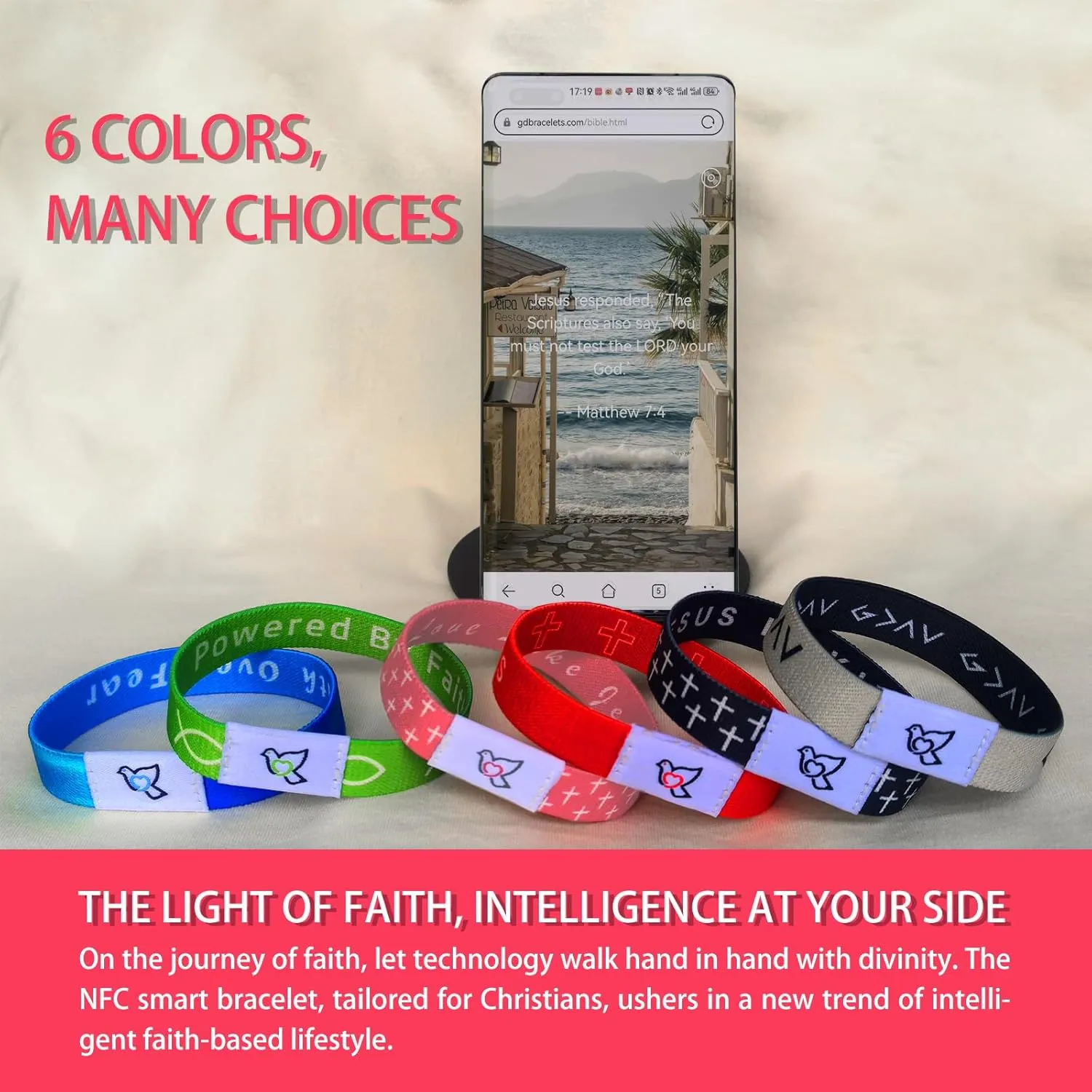 Bible Verse Bracelets With NFC Music - Daily Scripture Bracelets for Men