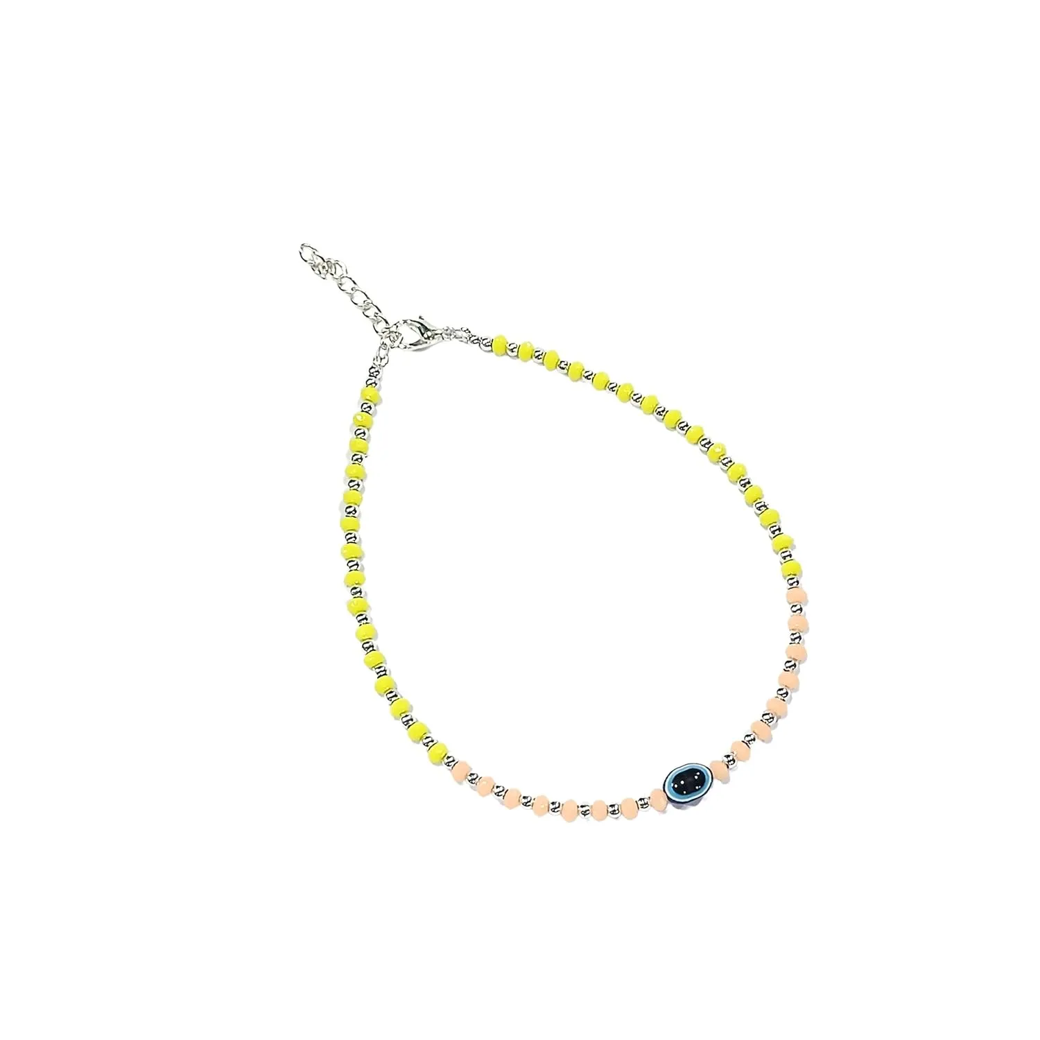 Black Bead Crystal Evil Eye Anklet Bracelet for Women Handmade Simple Waterproof Ankle Foot Bracelets for Women Minimalist Jewelry Adjustable (Design 2)
