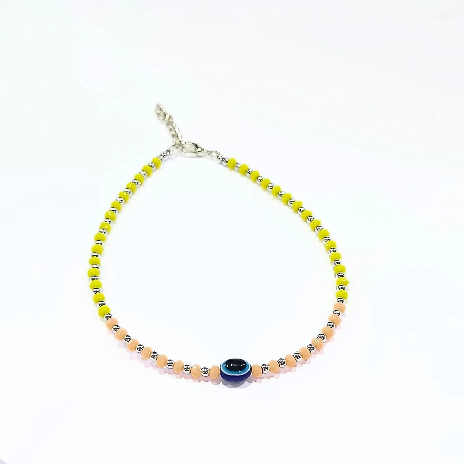 Black Bead Crystal Evil Eye Anklet Bracelet for Women Handmade Simple Waterproof Ankle Foot Bracelets for Women Minimalist Jewelry Adjustable (Design 2)
