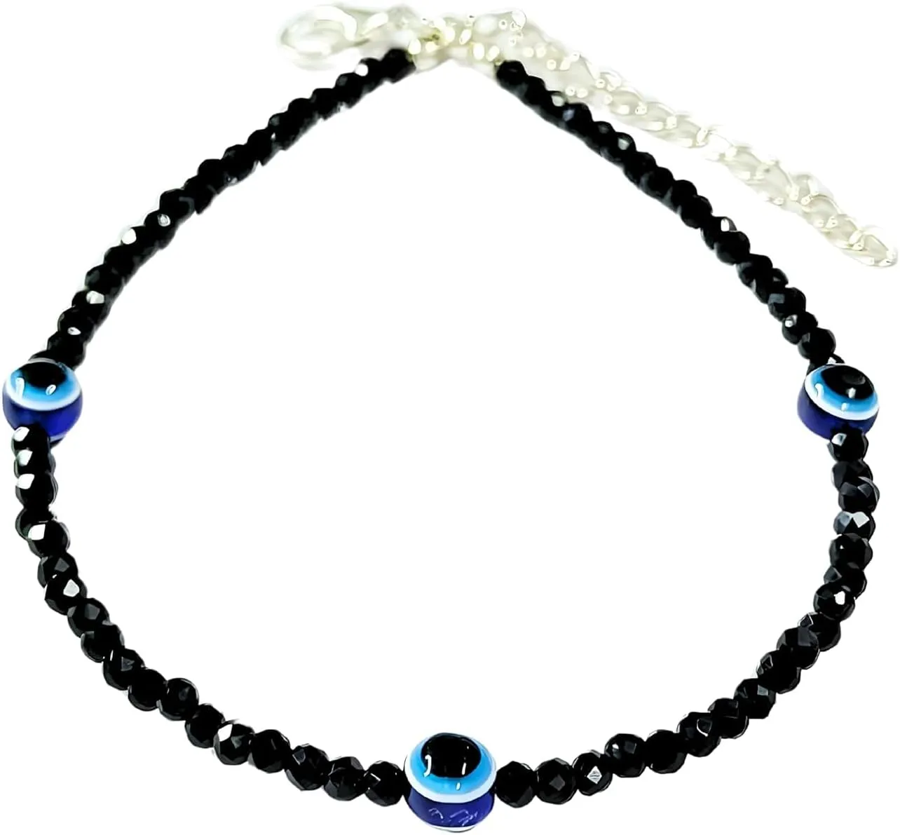 Black Bead Crystal Evil Eye Anklet Bracelet for Women Handmade Simple Waterproof Ankle Foot Bracelets for Women Minimalist Jewelry Adjustable