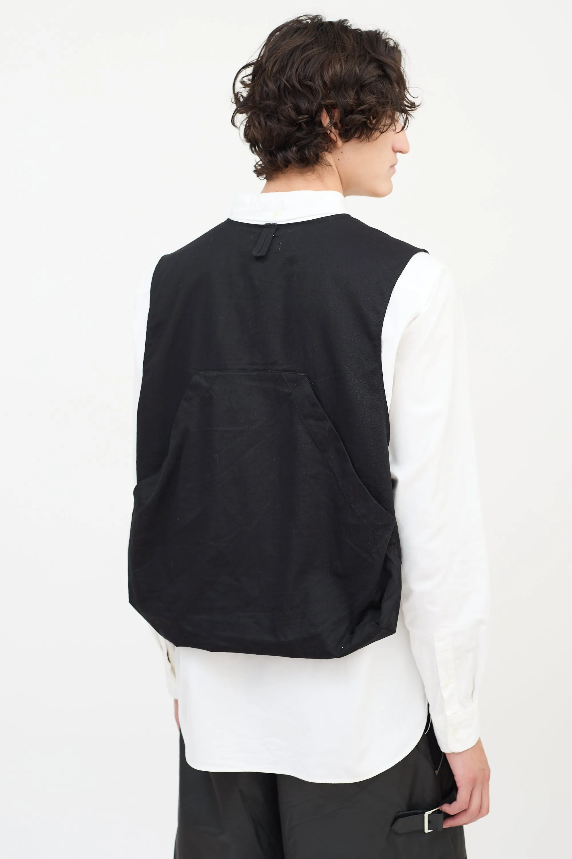 Black Cotton Fowl Two Pocket Vest