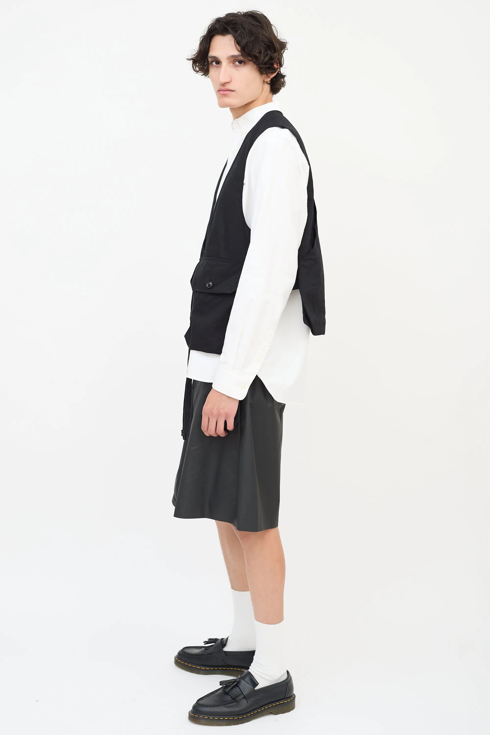 Black Cotton Fowl Two Pocket Vest