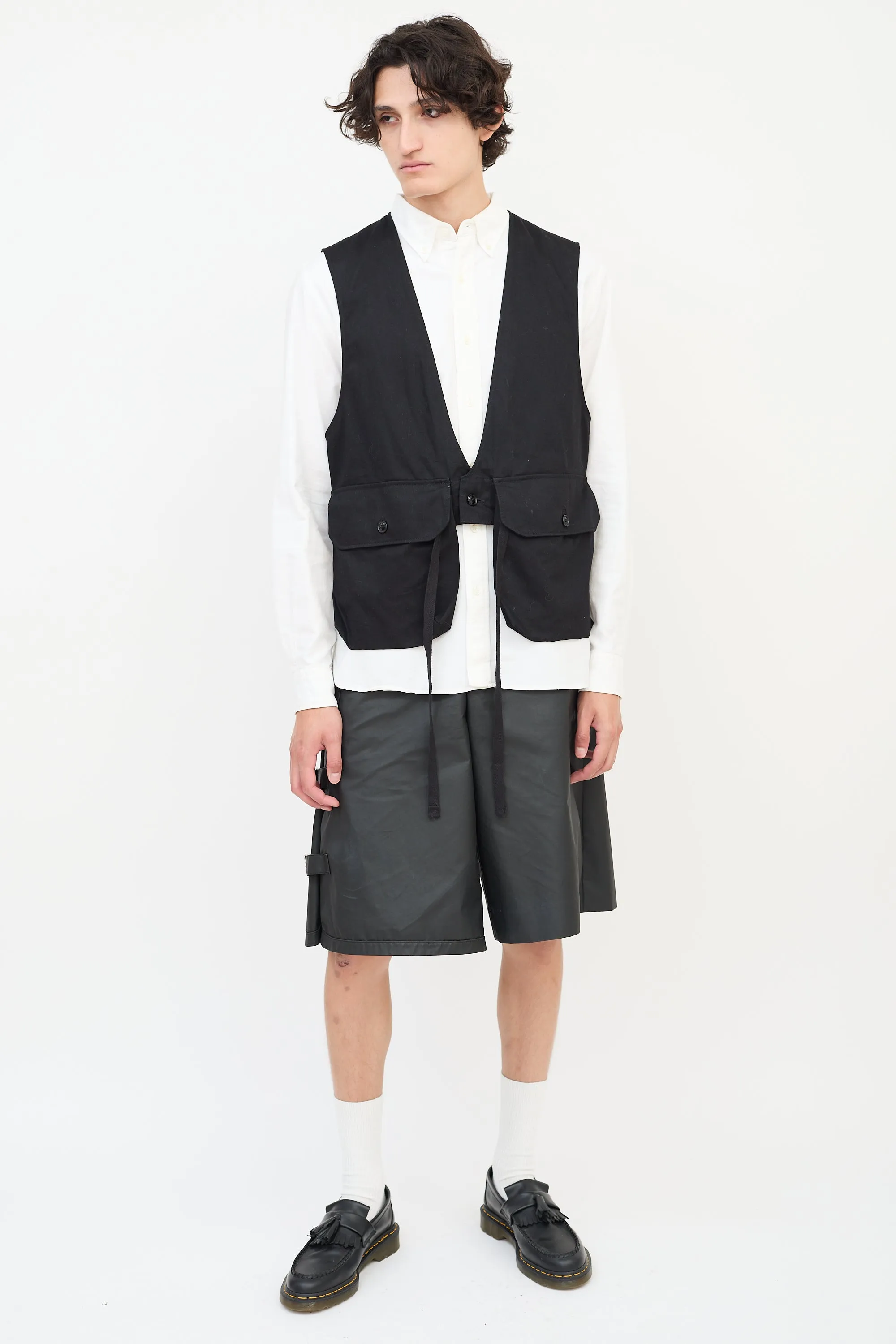 Black Cotton Fowl Two Pocket Vest