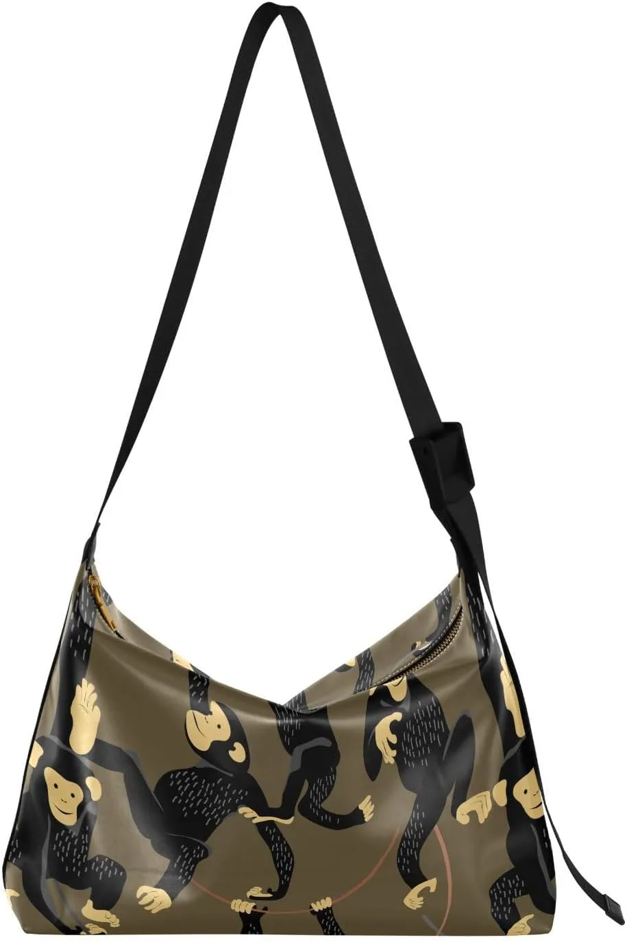 Black Monkey Hobo Crossbody Bags for Women Leather Large Shoulder Bag Cross Body Trendy Womens Tote Bags Handbag for Travel Shopping