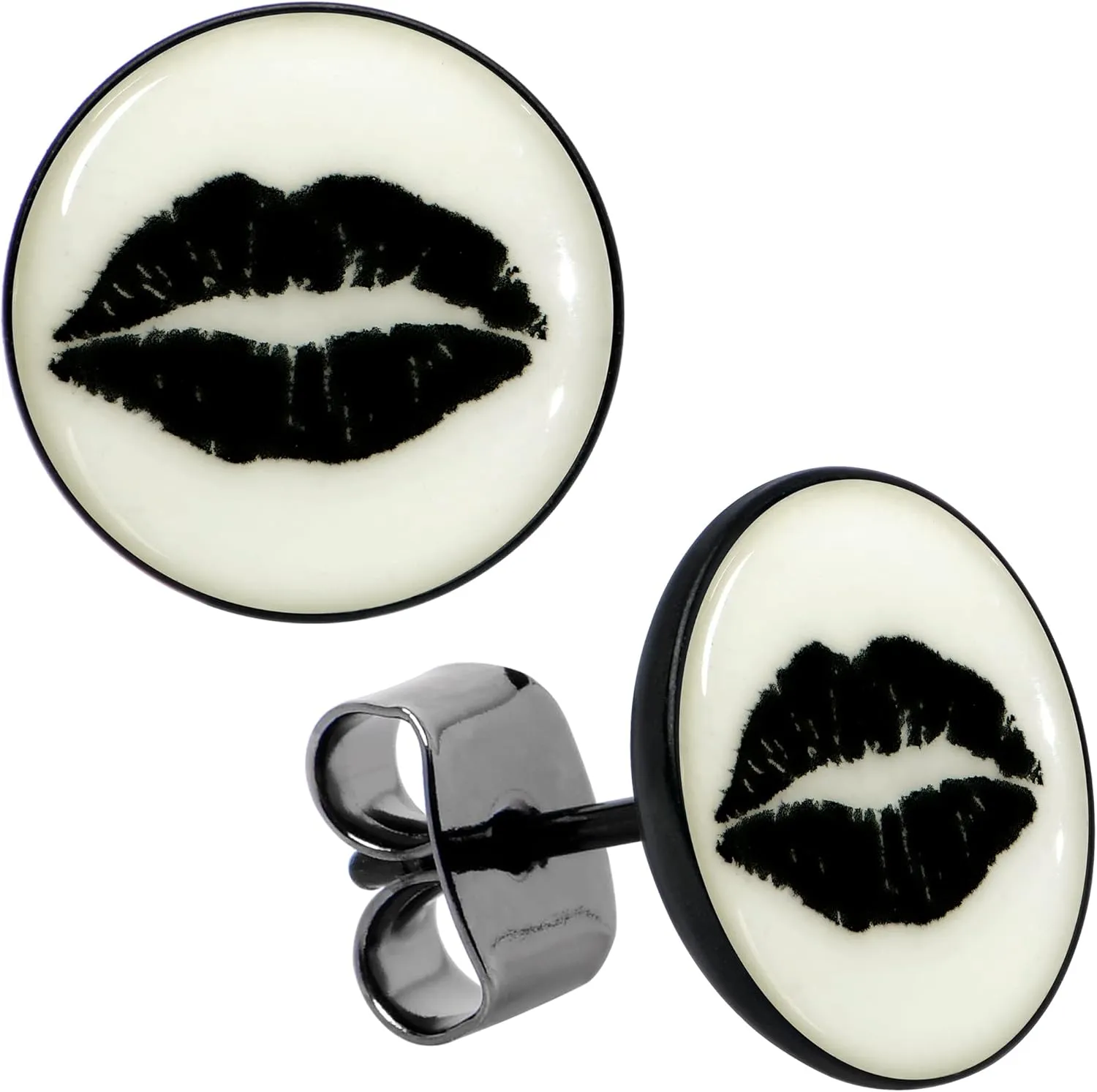 Body Candy 20G Stainless Steel Lipstick Kiss Mark Glow In The Dark Pierced Stud Earrings Set for Women Men
