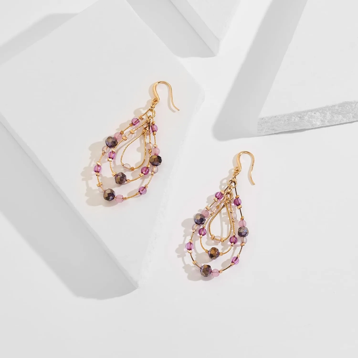 Boho Drop Earrings Seed Bead Dangle Earrings Vacation Earrings Colorful Statement Earrings Jewelry Present