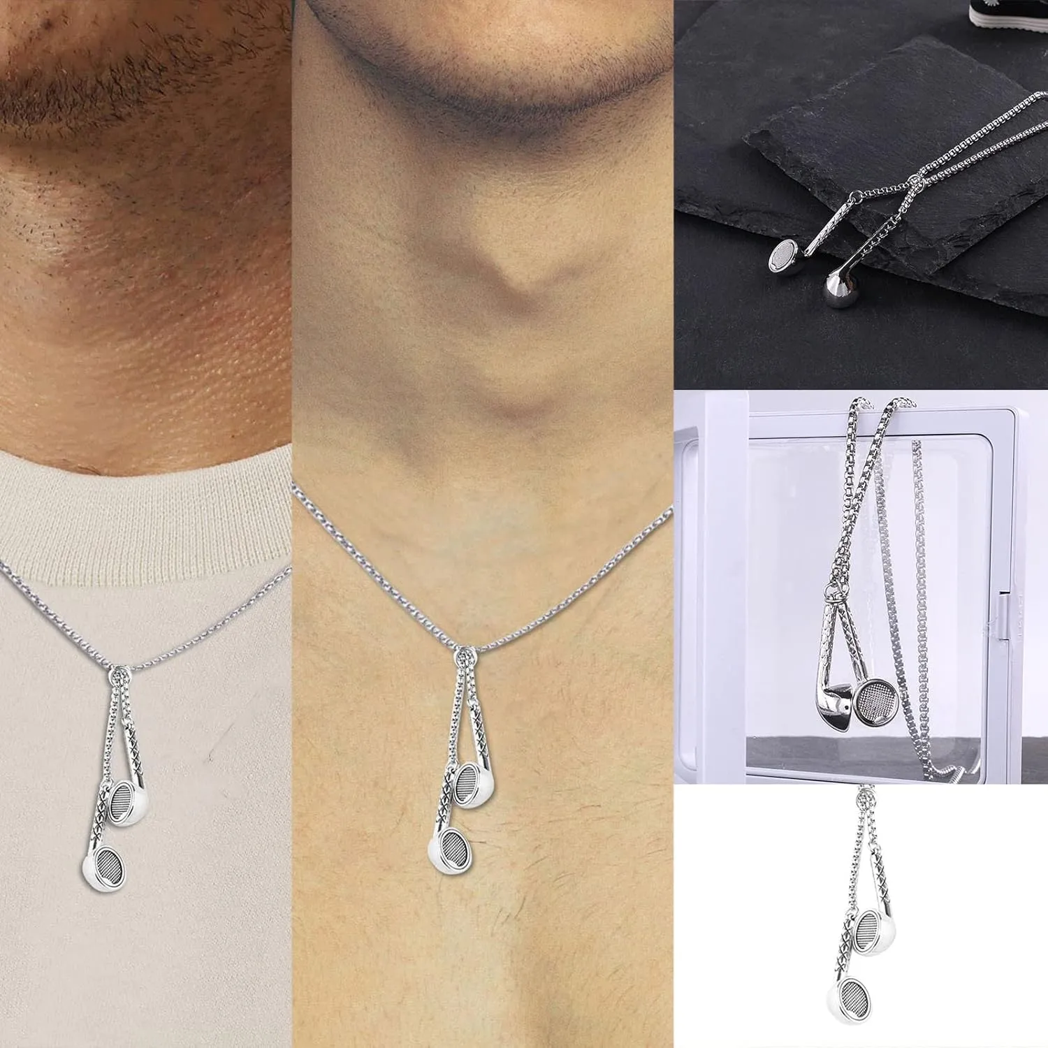 Boho Tennis Chain Necklace for Women and Girls Earphone Necklace For Men Women Titanium Stainless Steel Headset Headphone Pendant Hip Hop Punk Music Jewelry DJ Novelty Chain Statement Necklace Choker