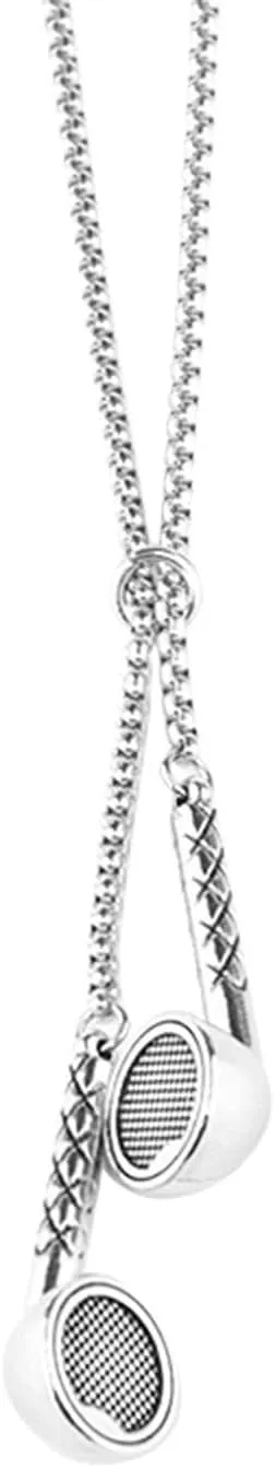 Boho Tennis Chain Necklace for Women and Girls Earphone Necklace For Men Women Titanium Stainless Steel Headset Headphone Pendant Hip Hop Punk Music Jewelry DJ Novelty Chain Statement Necklace Choker