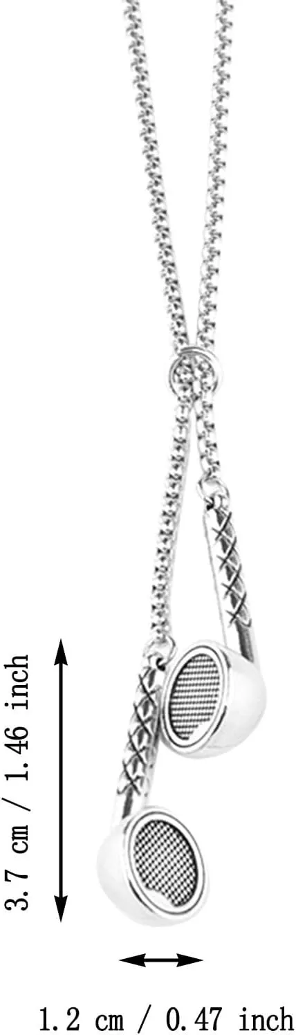 Boho Tennis Chain Necklace for Women and Girls Earphone Necklace For Men Women Titanium Stainless Steel Headset Headphone Pendant Hip Hop Punk Music Jewelry DJ Novelty Chain Statement Necklace Choker
