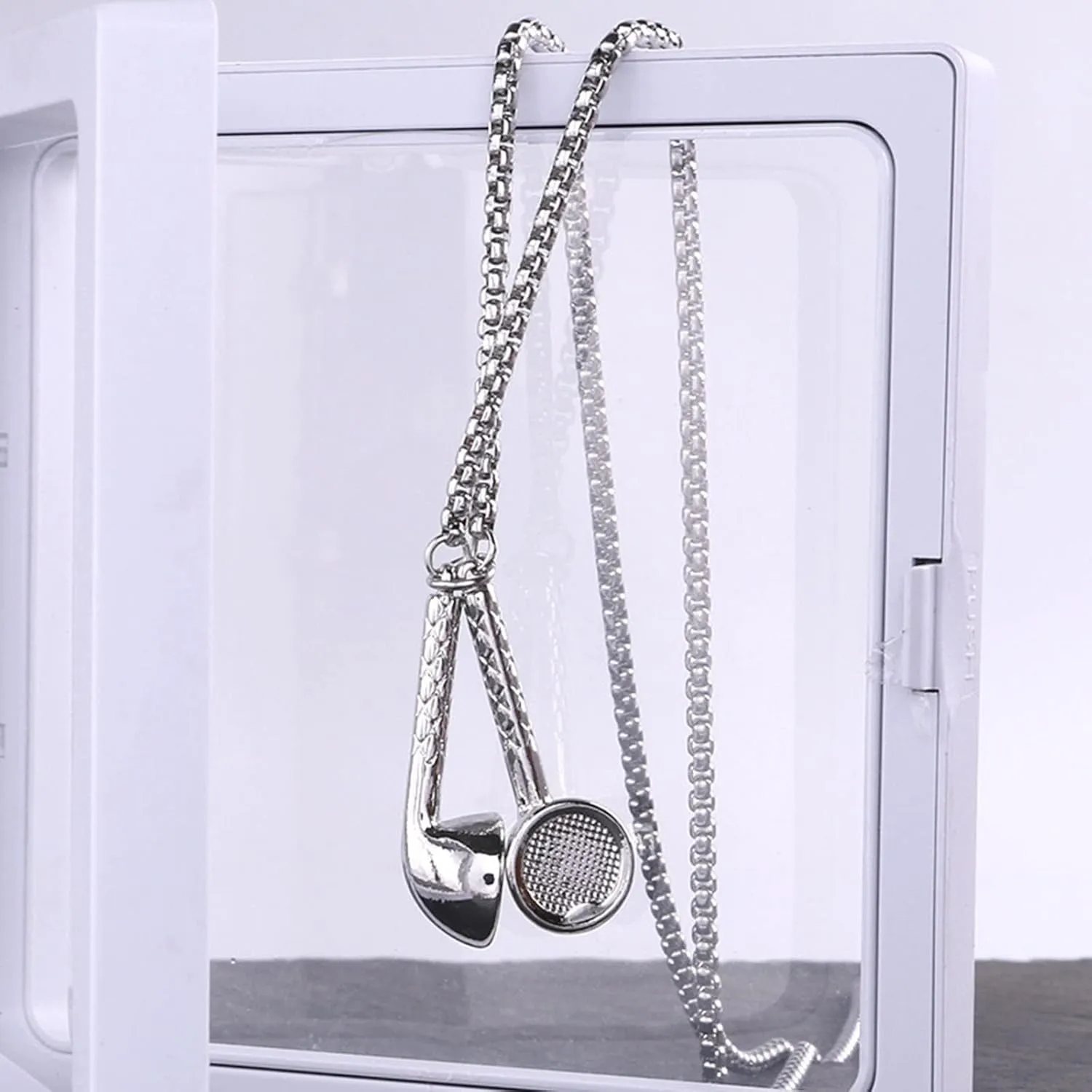 Boho Tennis Chain Necklace for Women and Girls Earphone Necklace For Men Women Titanium Stainless Steel Headset Headphone Pendant Hip Hop Punk Music Jewelry DJ Novelty Chain Statement Necklace Choker