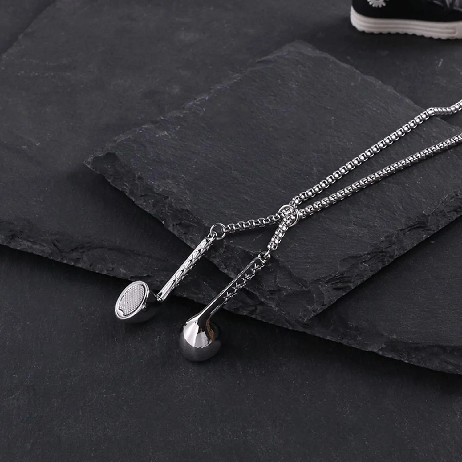 Boho Tennis Chain Necklace for Women and Girls Earphone Necklace For Men Women Titanium Stainless Steel Headset Headphone Pendant Hip Hop Punk Music Jewelry DJ Novelty Chain Statement Necklace Choker
