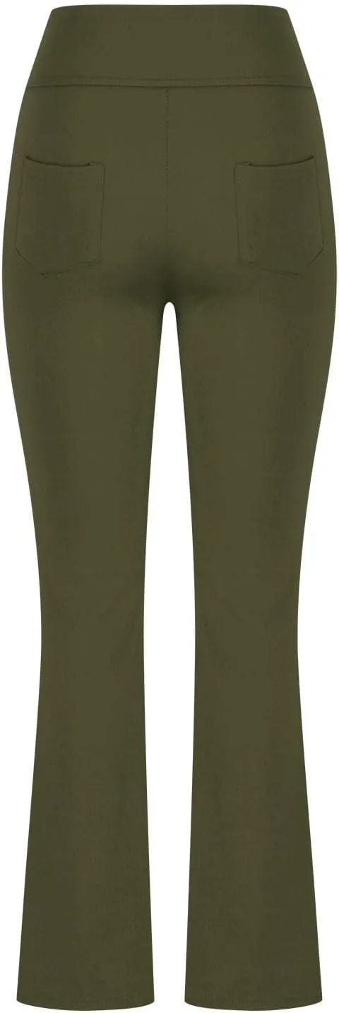 Bootcut Yoga Pants for Women Casual Work Flare Trousers Solid Color Pant Bootleg Trouser High Waist