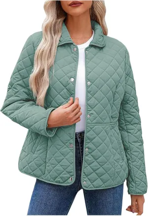 BOXIACEY Womens Quilted Puffer Jacket Winter Down Coats Stand Collar Lightweight Jacket Padded Jacket with Pockets