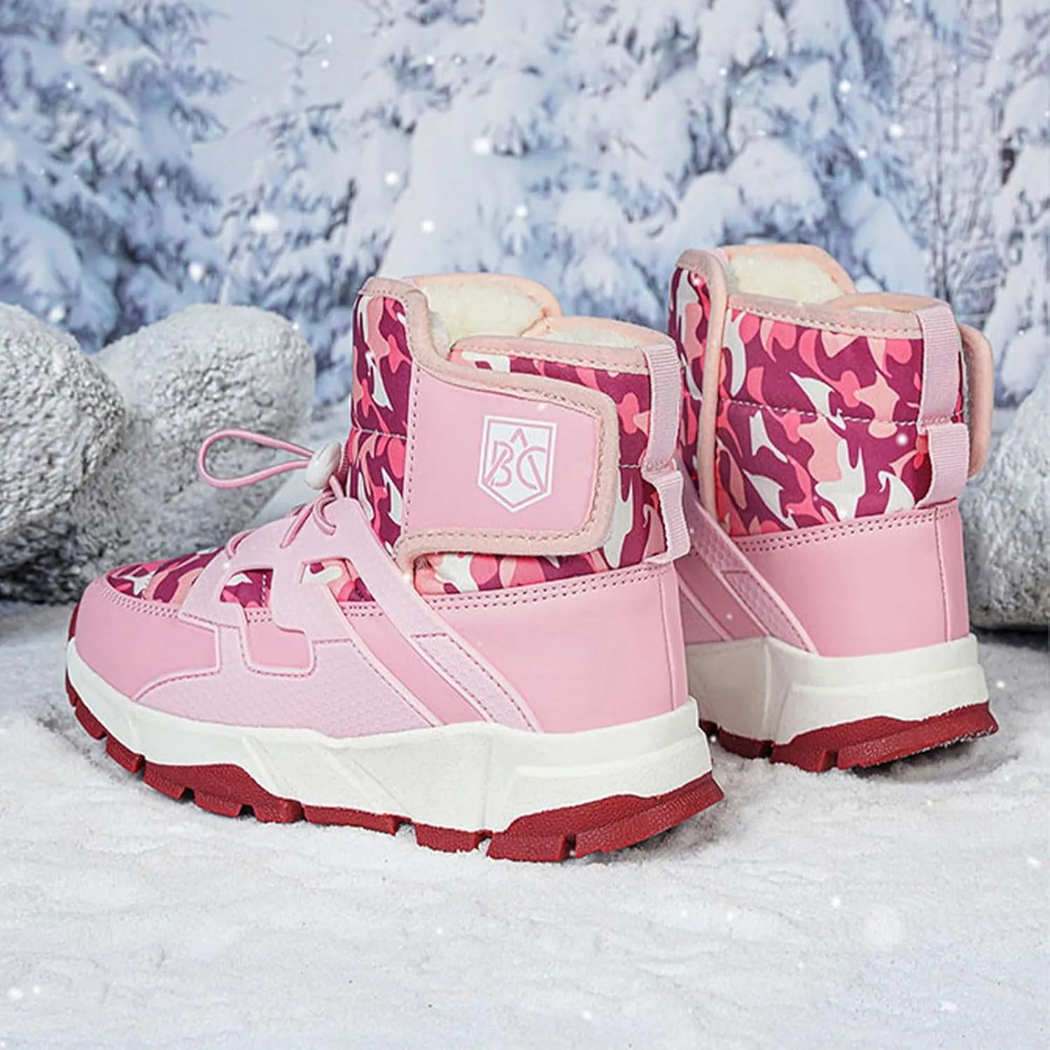 Boys Girls Snow Boots Waterproof Non Slip Outdoor Winter Shoes for Toddler Kids Wide Toe Box Warm Boots