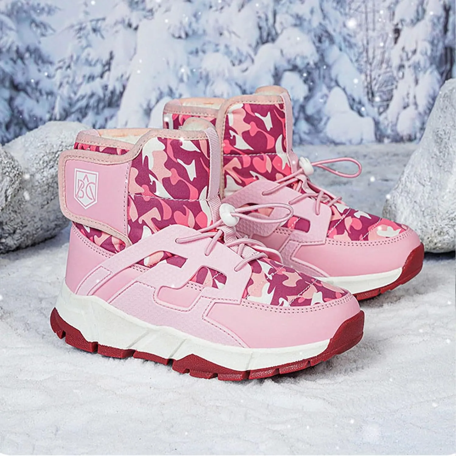 Boys Girls Snow Boots Waterproof Non Slip Outdoor Winter Shoes for Toddler Kids Wide Toe Box Warm Boots