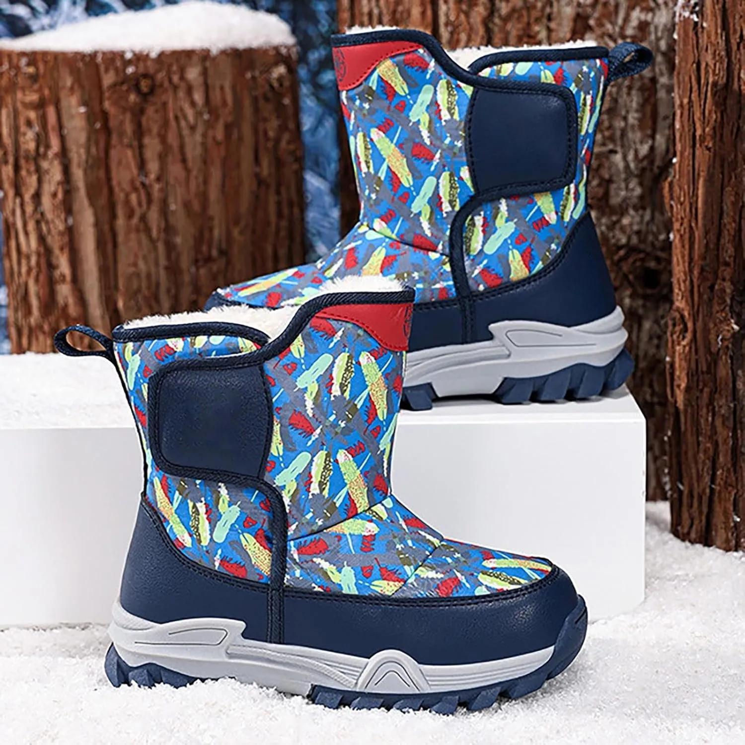Boys Toddler Snow Boots Waterproof Resistant Winter Shoes Girls Fuzzy Boots Size 13.5 Waterproof Toddler Shoes
