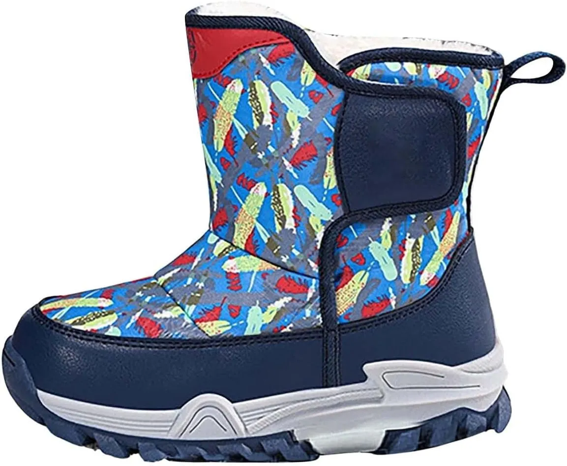 Boys Toddler Snow Boots Waterproof Resistant Winter Shoes Girls Fuzzy Boots Size 13.5 Waterproof Toddler Shoes